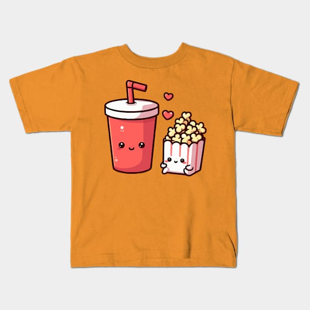 cute soda and popcorn combo Kids T-Shirt by fikriamrullah